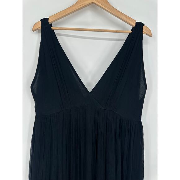 Anthropologie 100% Silk Mes Demoiselles Octavia Maxi Dress V-Neck Pleated Gown - Picture 4 of 11